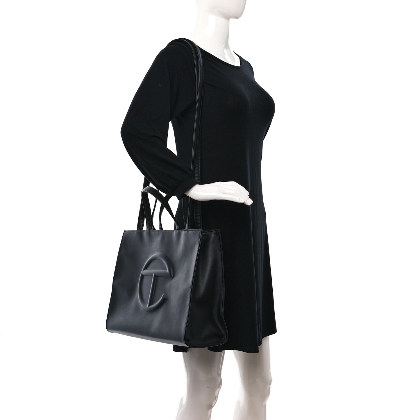 Vegan Leather Medium Shopping Bag Black