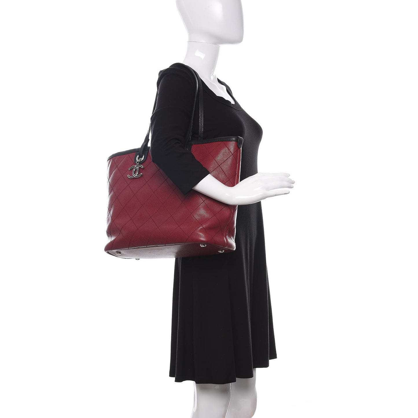 Grained Calfskin Shopping Fever Tote Red