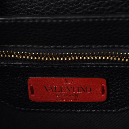 Valentino Garavani Pebbled Calfskin Medium Rockstud Flap Saddle Bag Black 6 of 7