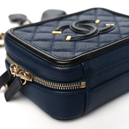 Chanel Caviar Quilted Small CC Filigree Vanity Case Navy Black 9 of 11