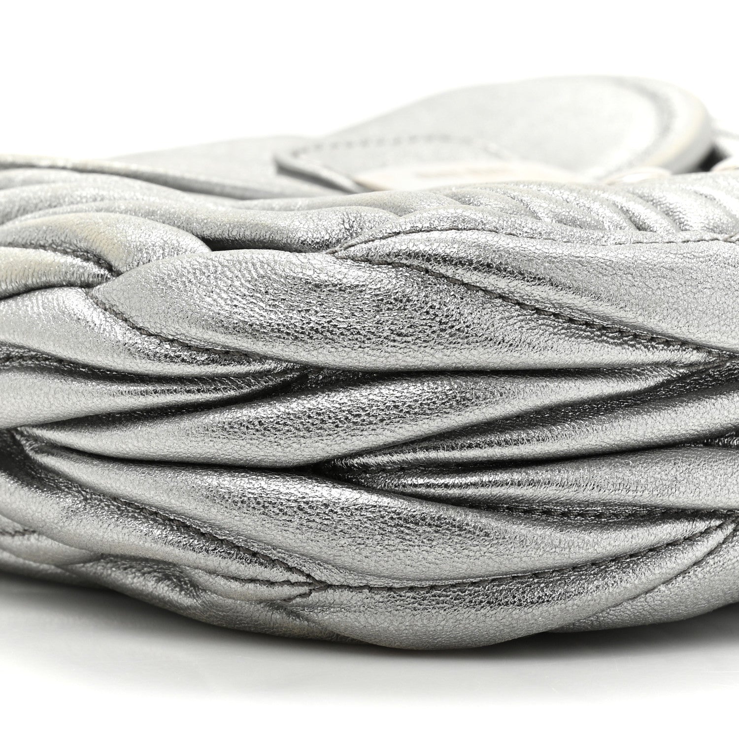 Miu Miu Metallic Nappa Matelasse Top Handle Tote Silver 8 of 12