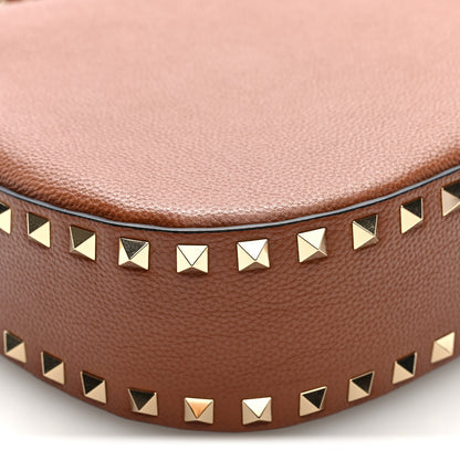 Valentino Garavani Grained Calfskin Rockstud Hobo Bag Tan 15 of 17