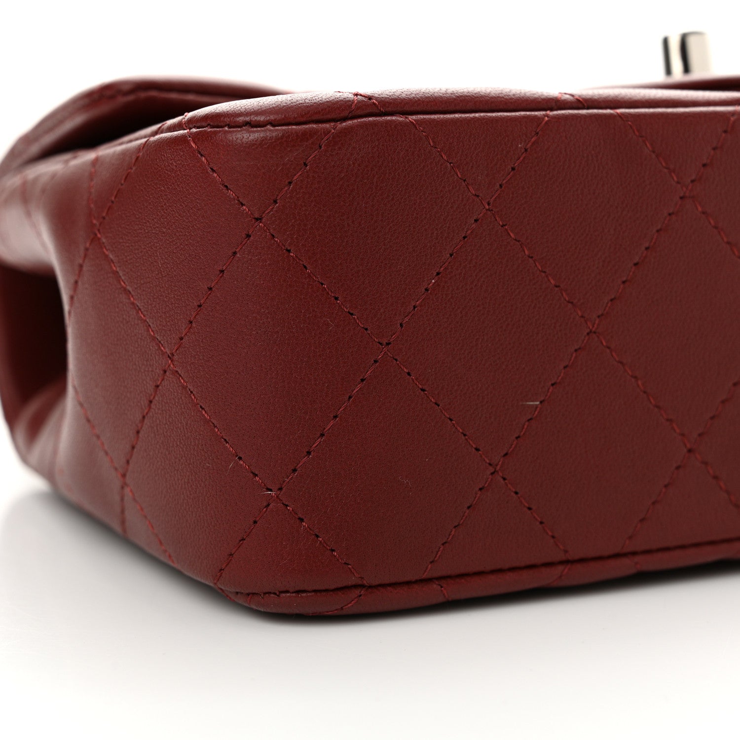 Chanel Lambskin Quilted Mini Rectangular Flap Burgundy 9 of 12