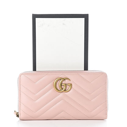 Gucci Calfskin Matelasse GG Marmont Zip Around Wallet Perfect Pink 8 of 8
