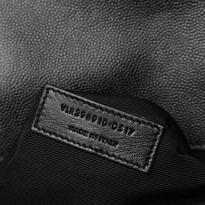 Saint Laurent Grain De Poudre Matelasse Chevron Large Monogram Satchel Black 7 of 7