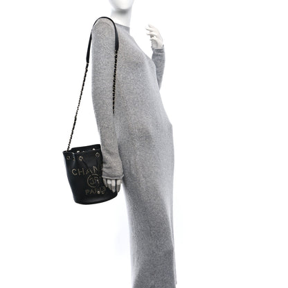 Chanel Caviar Deauville Drawstring Bucket Bag Black 2 of 10