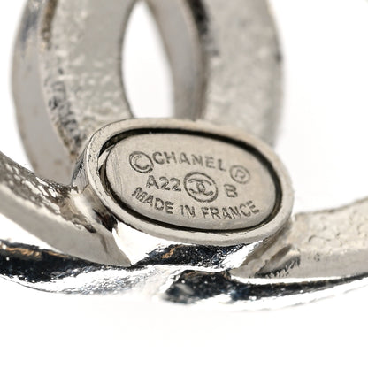 Chanel Crystal CC Bow Dangle Earrings Silver 4 of 5