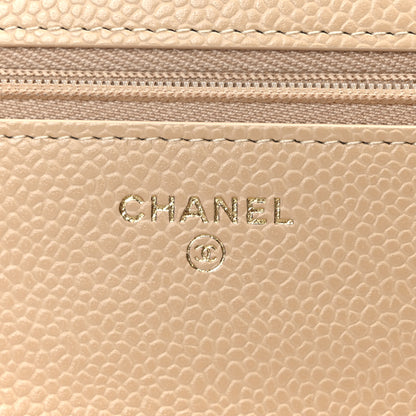 Chanel Caviar Quilted Wallet on Chain WOC Beige 6 of 12