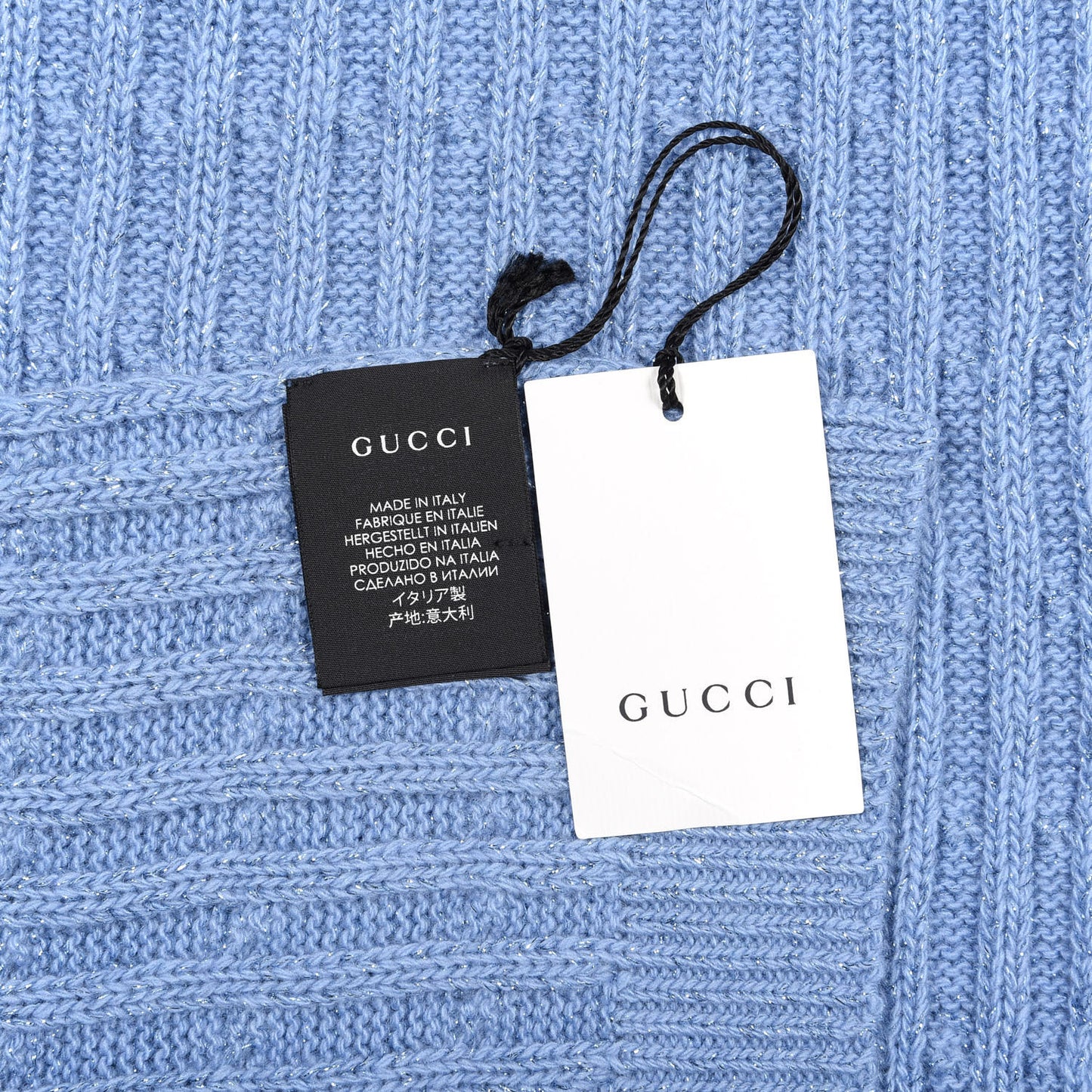 Wool Knit Shine Reg Scarf Bluette Sky Blue