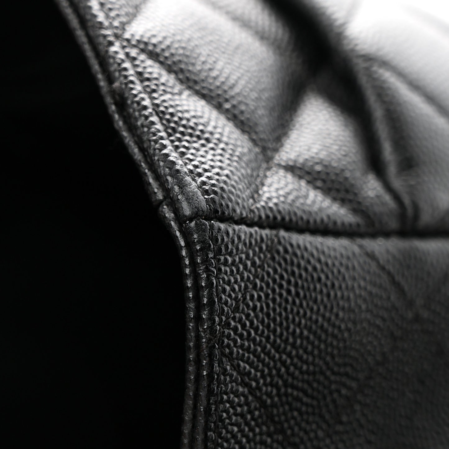 Caviar Quilted Large Shopping Tote Black