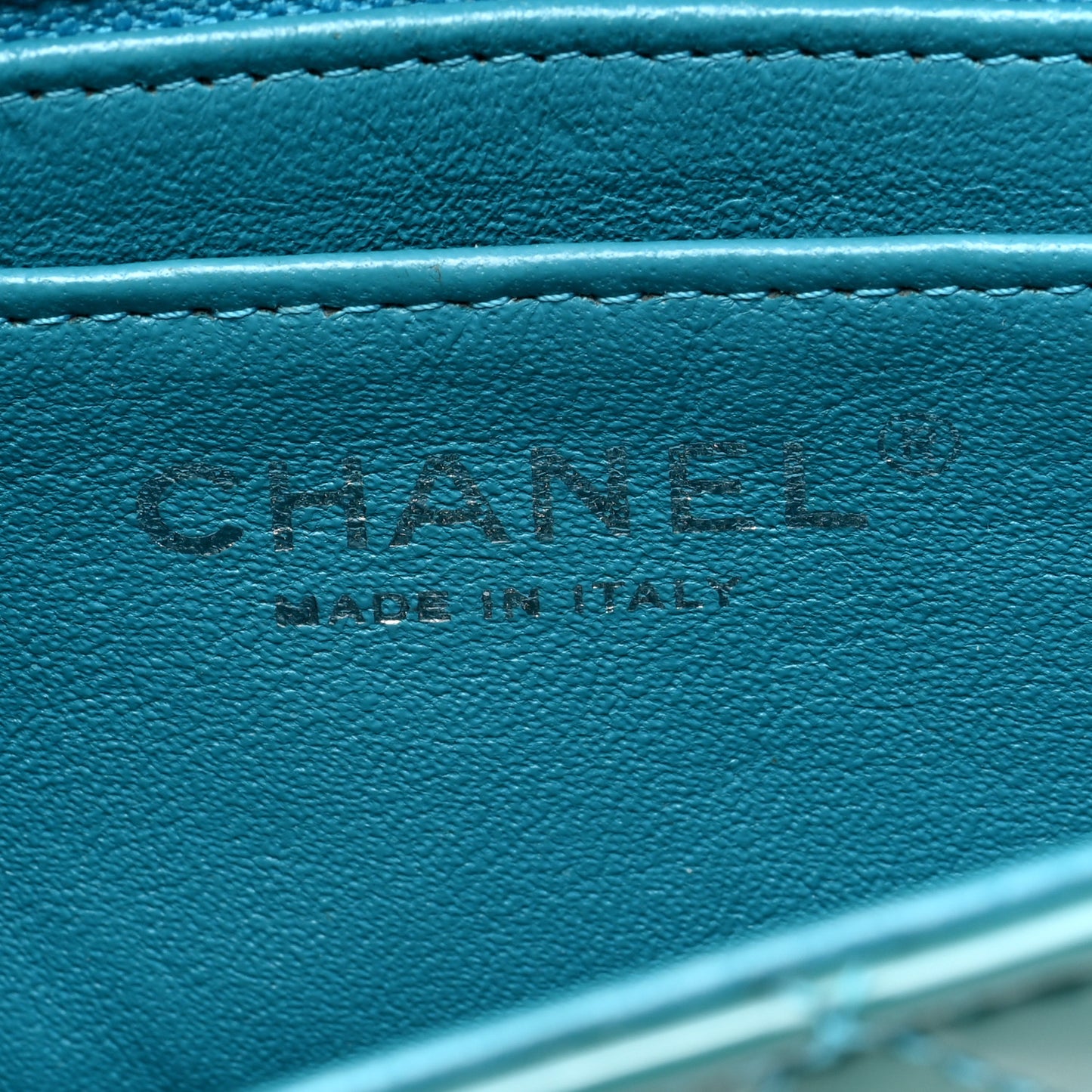 Patent Calfskin Quilted Mini Rectangular Flap Green