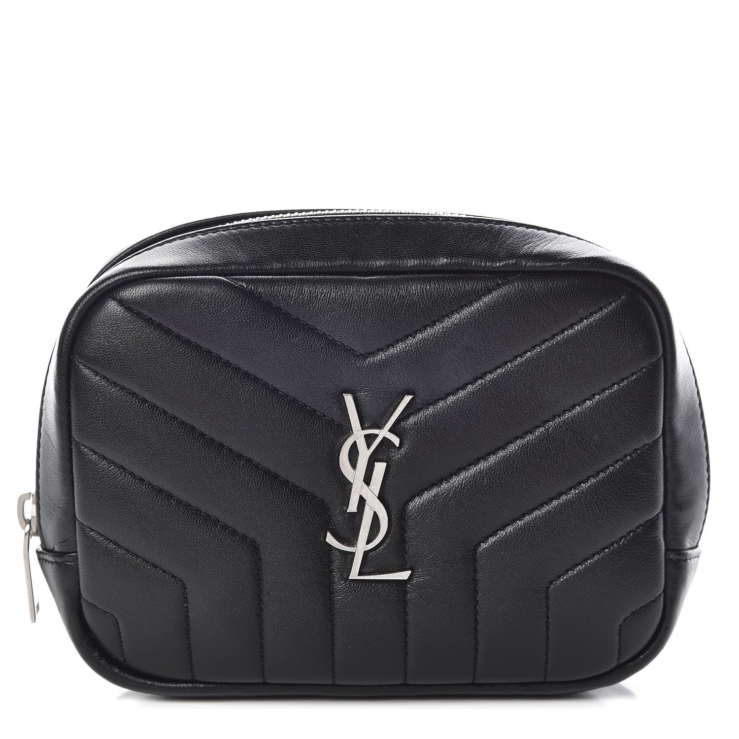 Saint Laurent Lambskin Y Quilted Monogram Loulou Cosmetic Case Black 1 of 9