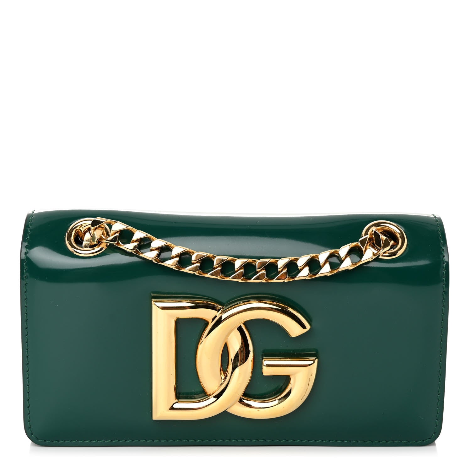 Dolce & Gabbana Patent DG Girls Phone Shoulder Bag Emerald 1 of 10