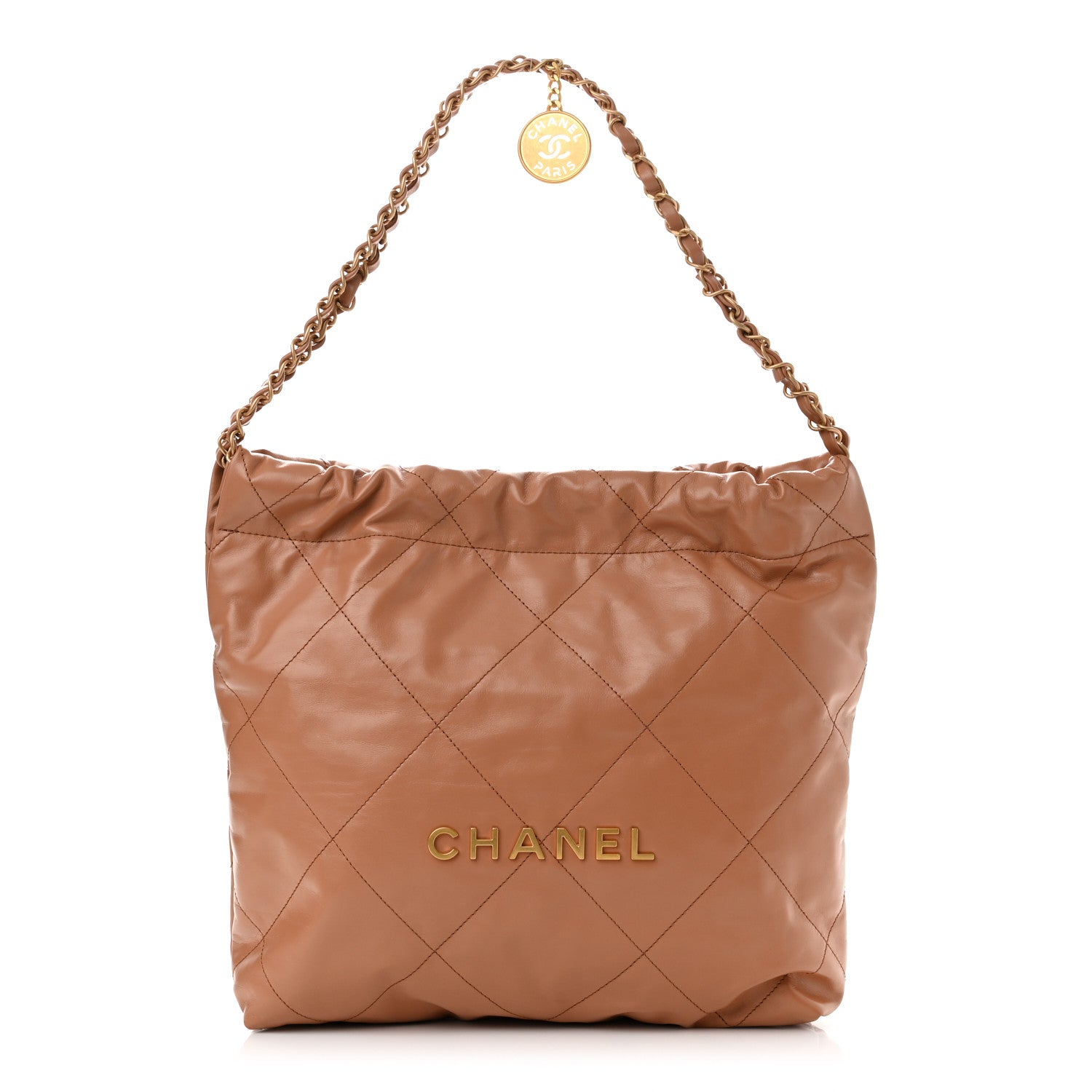 Chanel Shiny Calfskin Quilted Small Chanel 22 Camel 3 of 11