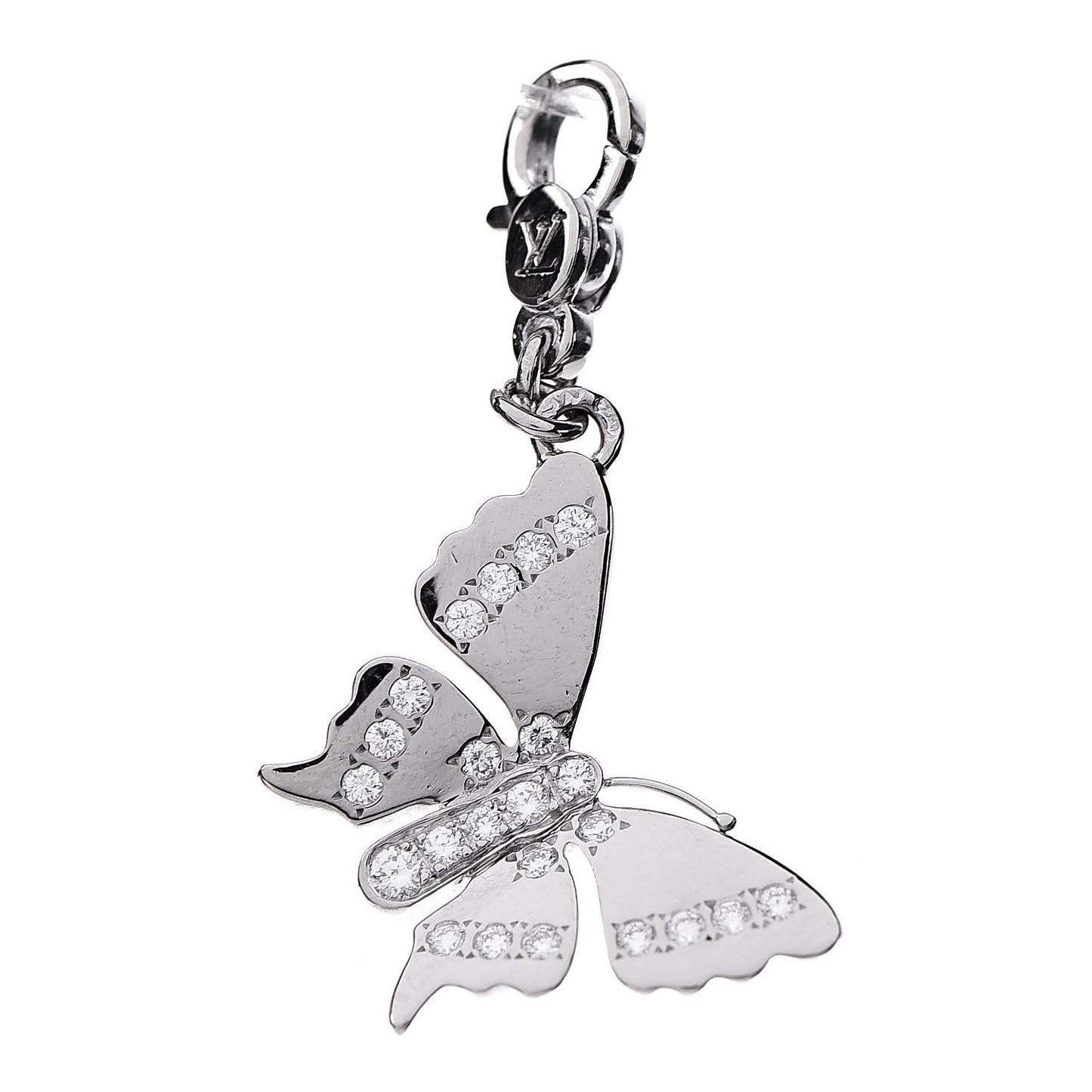 18K White Gold Diamond Butterfly Charm Pendant