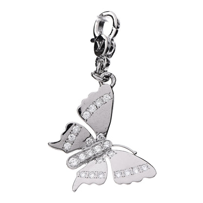 Louis Vuitton 18K White Gold Diamond Butterfly Charm Pendant 1 of 3