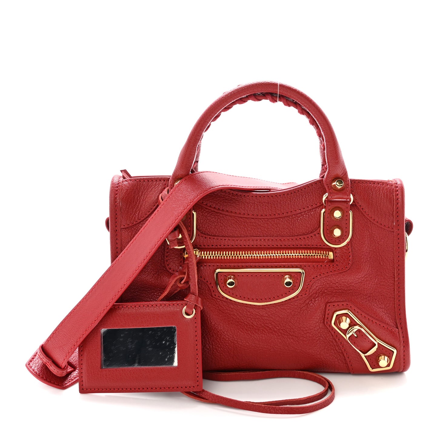 Chevre Gold Metallic Edge Hardware Mini City Rouge Groseille