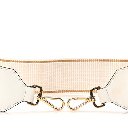 Fendi Cannete Ribbon Poly Vitello Century Logo Adjustable Strap You White Garza Ecru 3 of 5