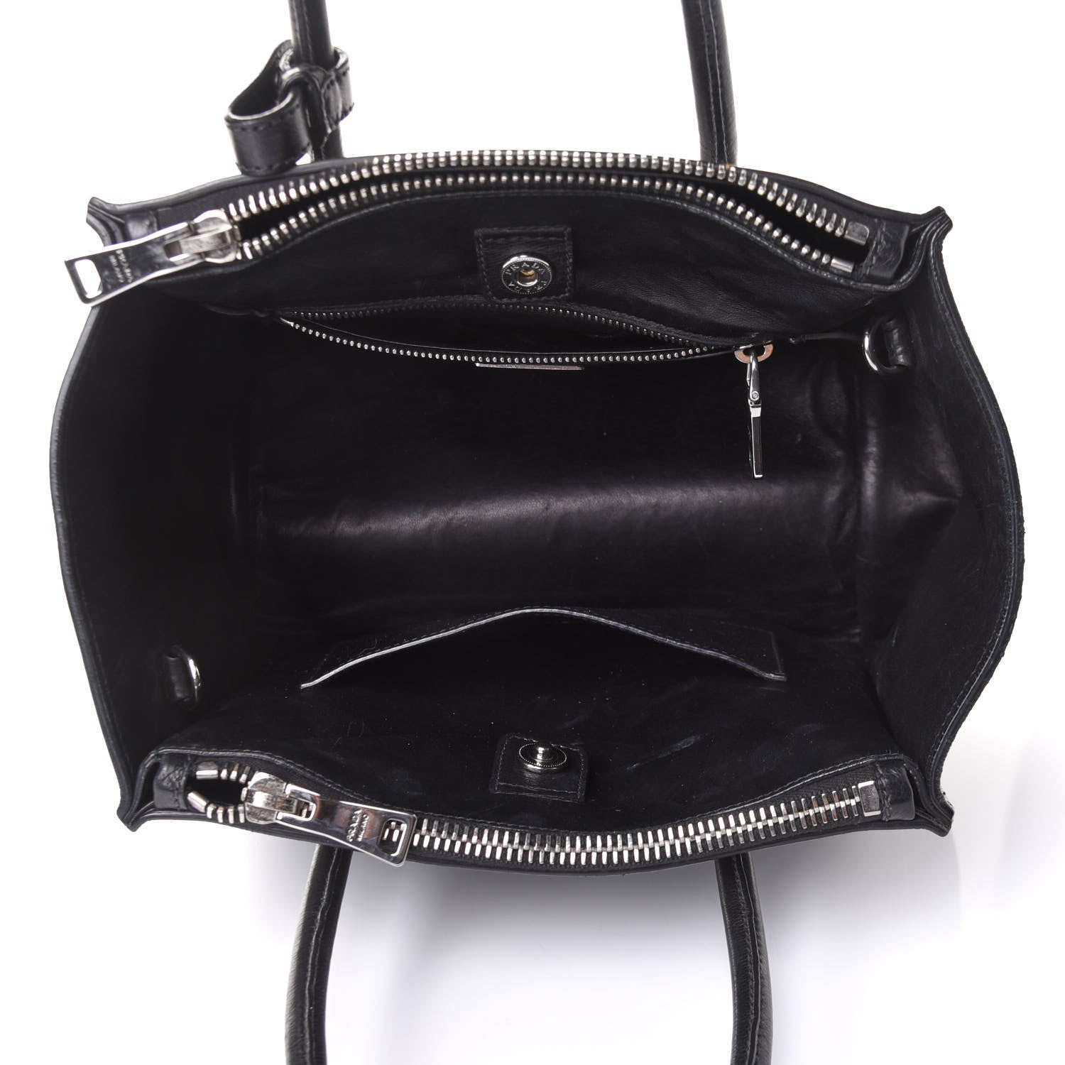 Prada Glace Calf Twin Pocket Tote Black 5 of 13