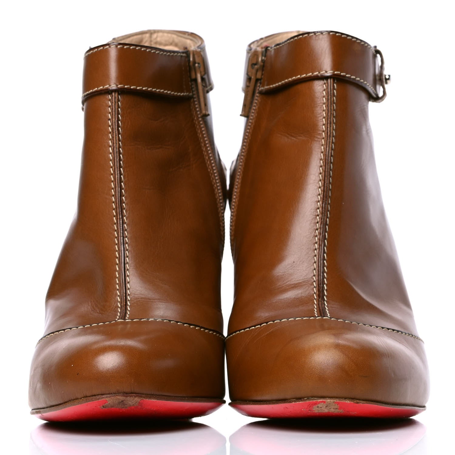 Christian Louboutin Calfskin Rubens Et D'Un 85 Ankle Boot 37 Beige 2 of 8