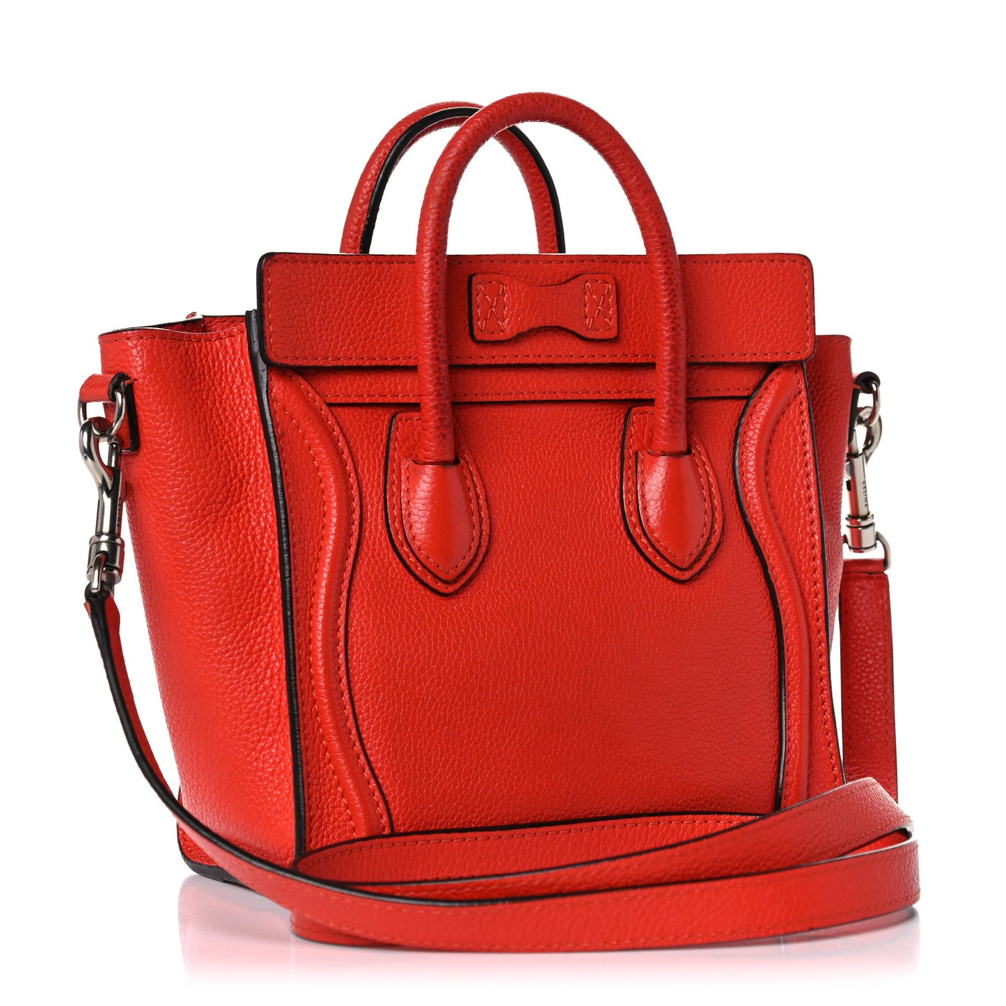 Drummed Calfskin Nano Luggage Vermillion