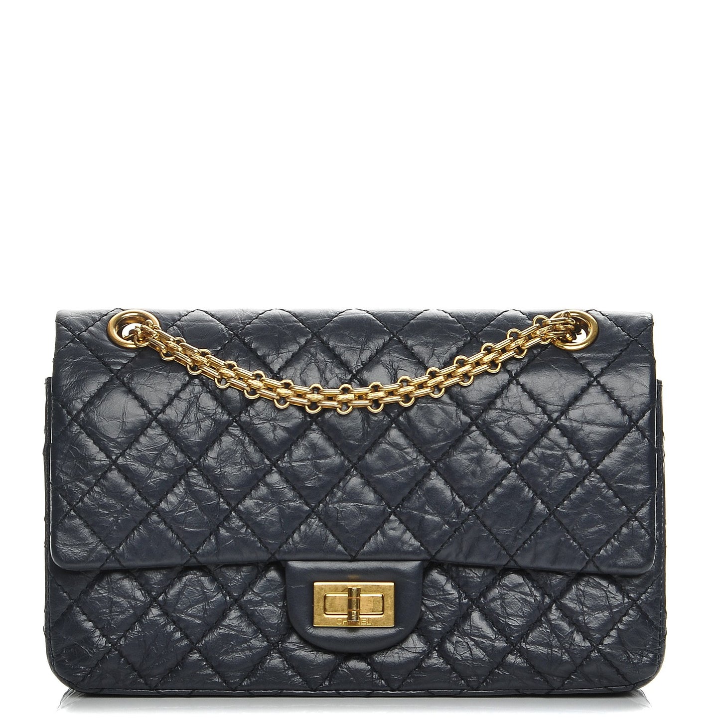 Aged Calfskin Quilted 2.55 Reissue 225 Flap Navy