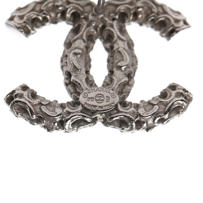 Chanel Textured CC Earrings Silver 4 of 4