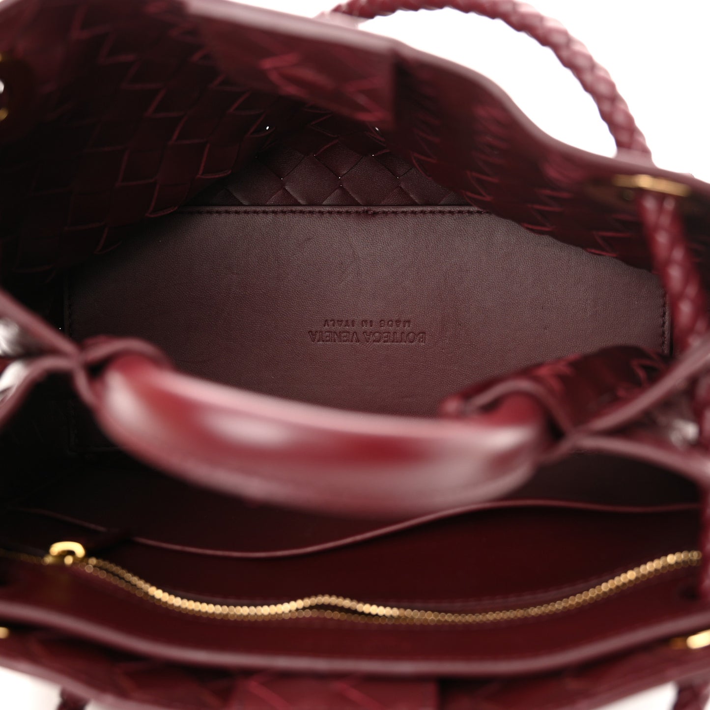 Nappa Intrecciato Small Andiamo Shoulder Bag Barolo