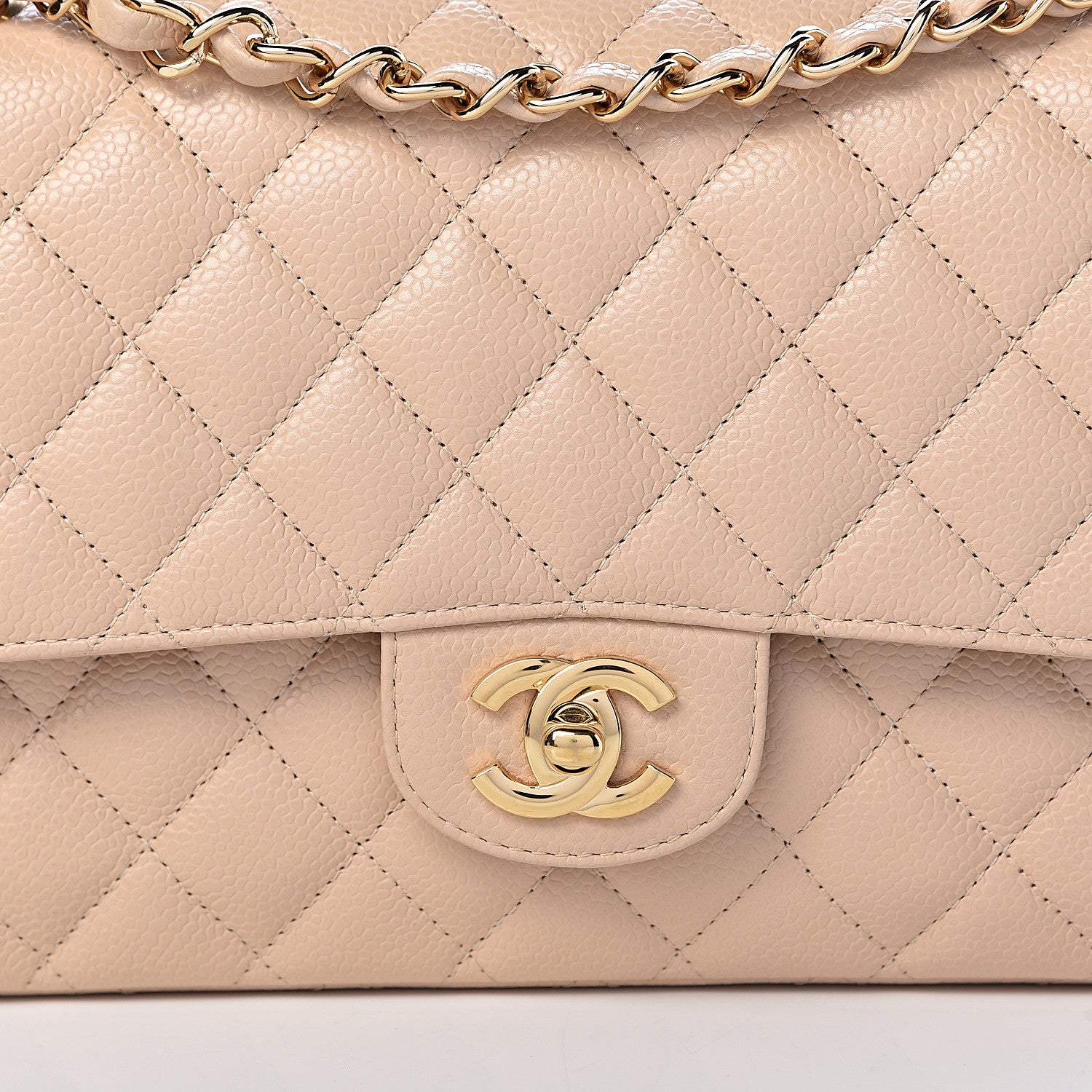 Chanel Caviar Quilted Medium Double Flap Beige Clair 10 of 13