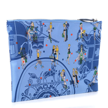 Hermes Silk Ex-Libris Les Parisiennes Silky Pocket Cosmetic Case Deep Bleu Bleuet 3 of 7