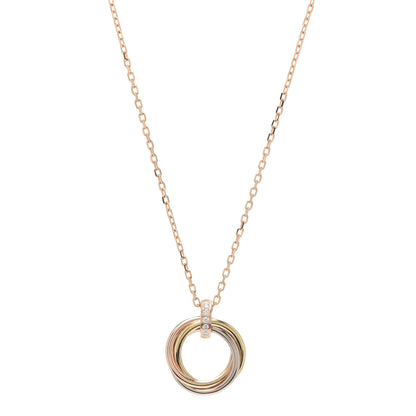 Cartier 18K Pink White Yellow Gold Diamond Trinity Pendant Necklace 1 of 5