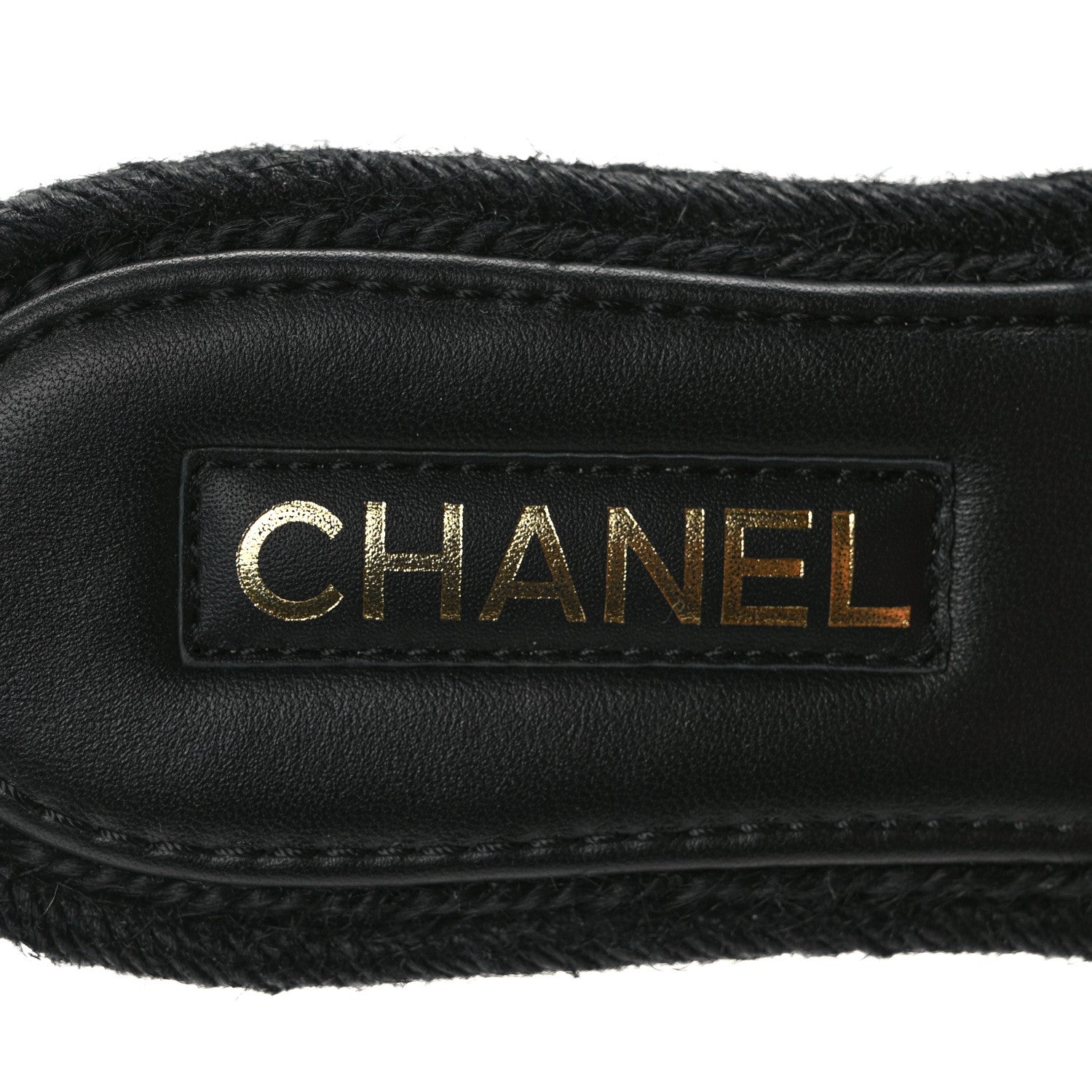Chanel Lambskin Espadrille Mule Sandals 38 Black 7 of 8