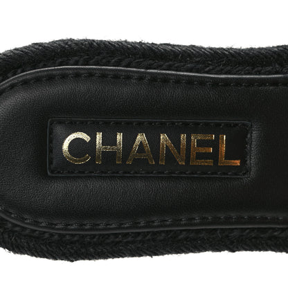 Chanel Lambskin Espadrille Mule Sandals 38 Black 7 of 8