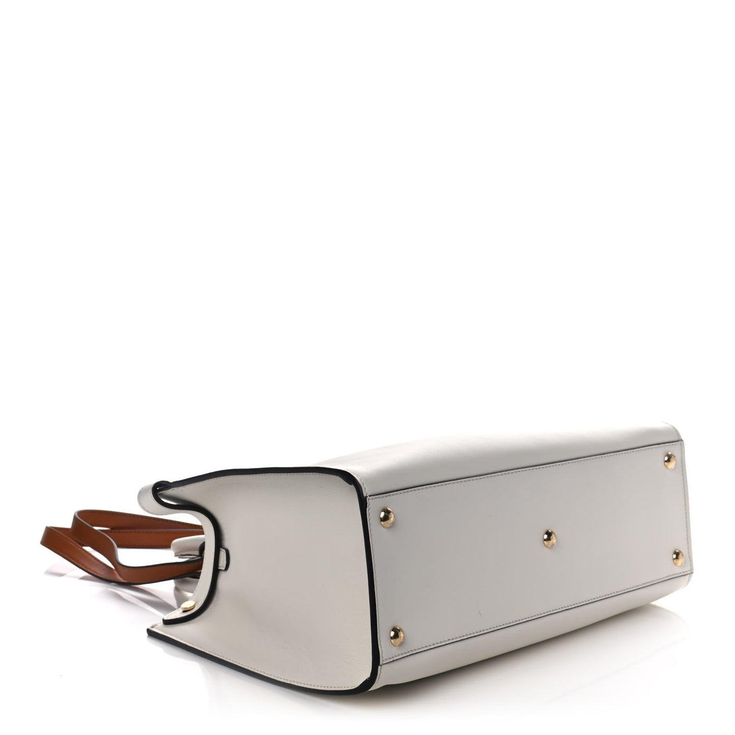 Vitello Seta Century Small Peekaboo X-Tote White Brandy