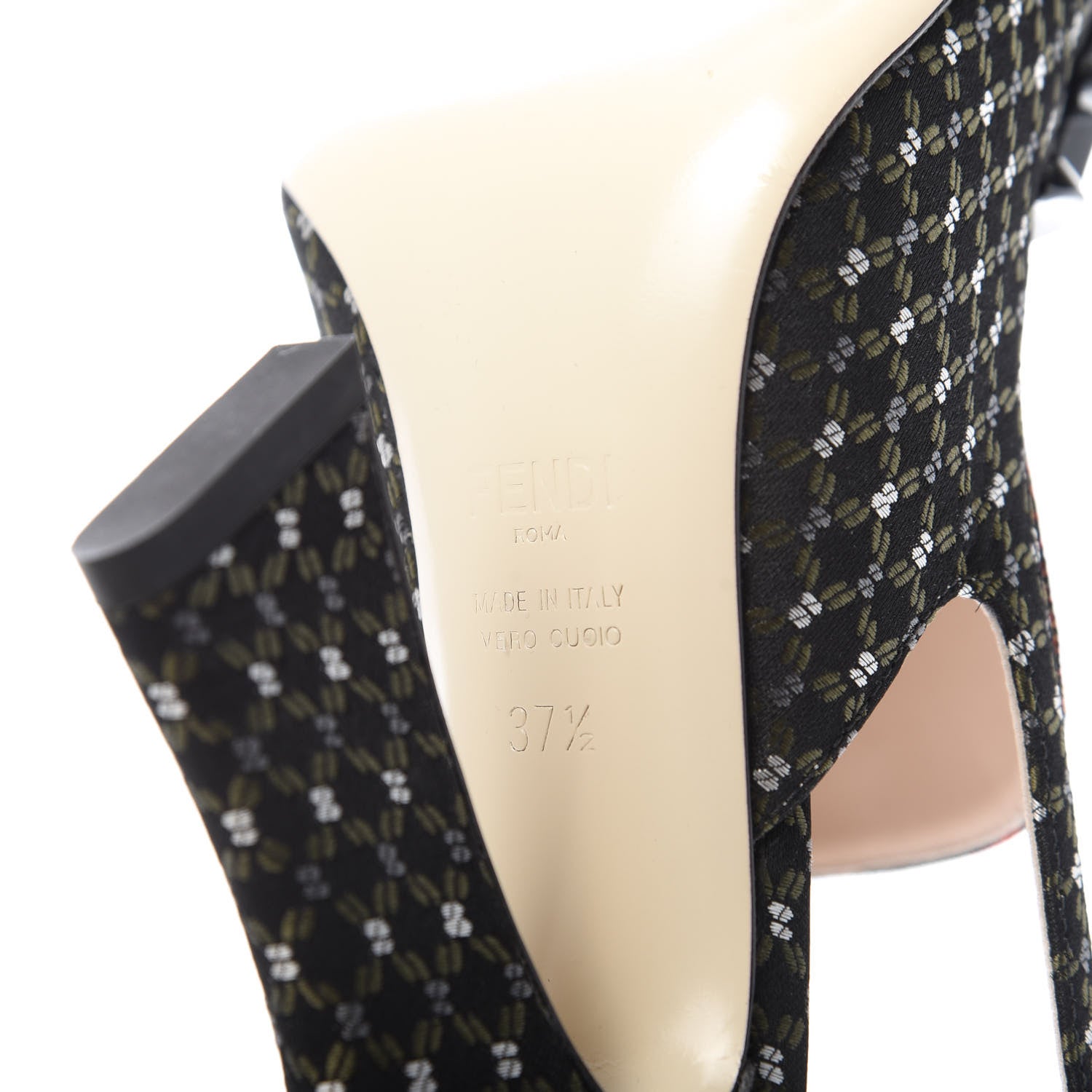 Fendi Fabric Jacquard Ffreedom Slingback Pumps 37.5 7 of 8