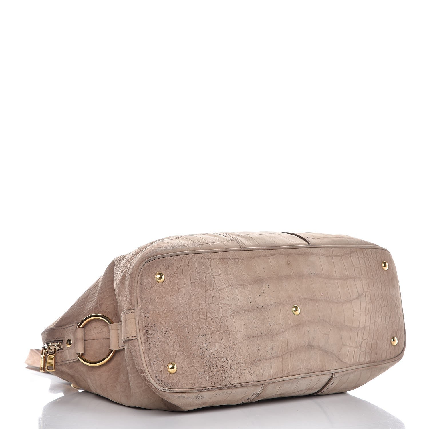 Saint Laurent Nubuck Croc Embossed Oversized Muse Beige 4 of 12