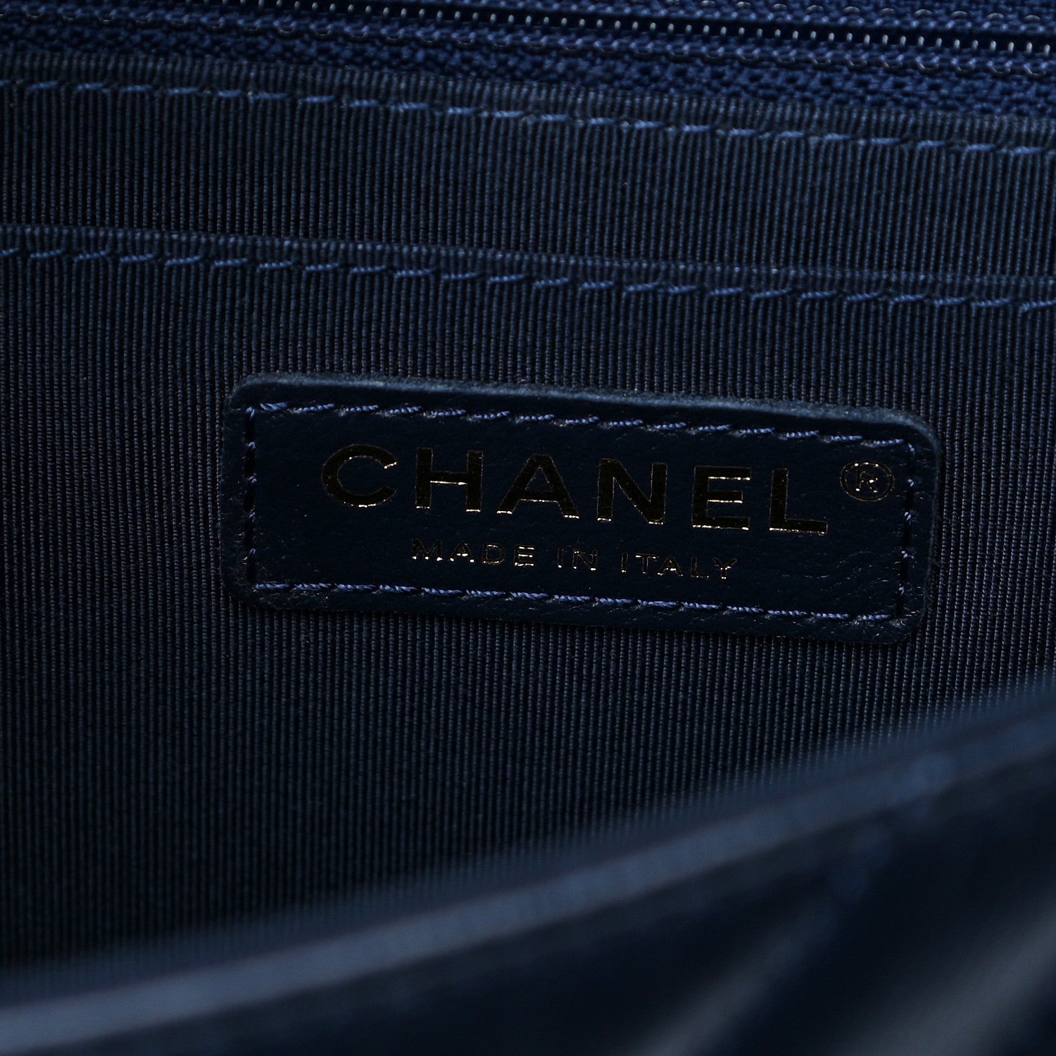 Chanel Calfskin Chevron Quilted Medium Statement Flap Navy Blue 11 of 22