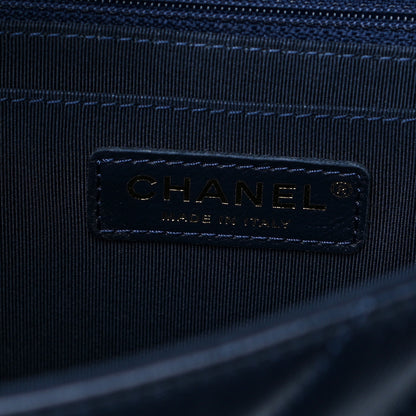 Chanel Calfskin Chevron Quilted Medium Statement Flap Navy Blue 11 of 22