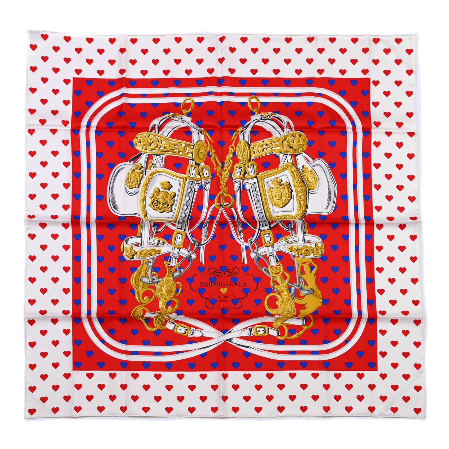 Silk Brides De Gala Love Scarf 90 Rouge Vif Marine White