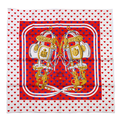 Hermes Silk Brides De Gala Love Scarf 90 Rouge Vif Marine White 2 of 8