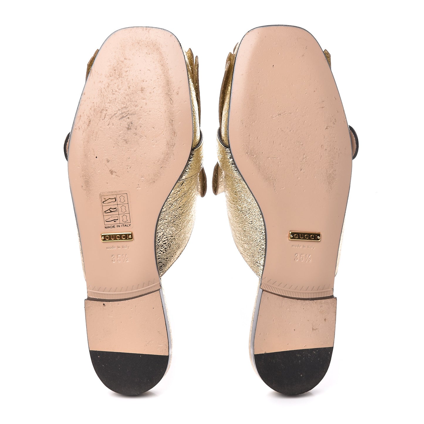 Galassia Womens GG Marmont Fringe Slippers 35.5 Platino