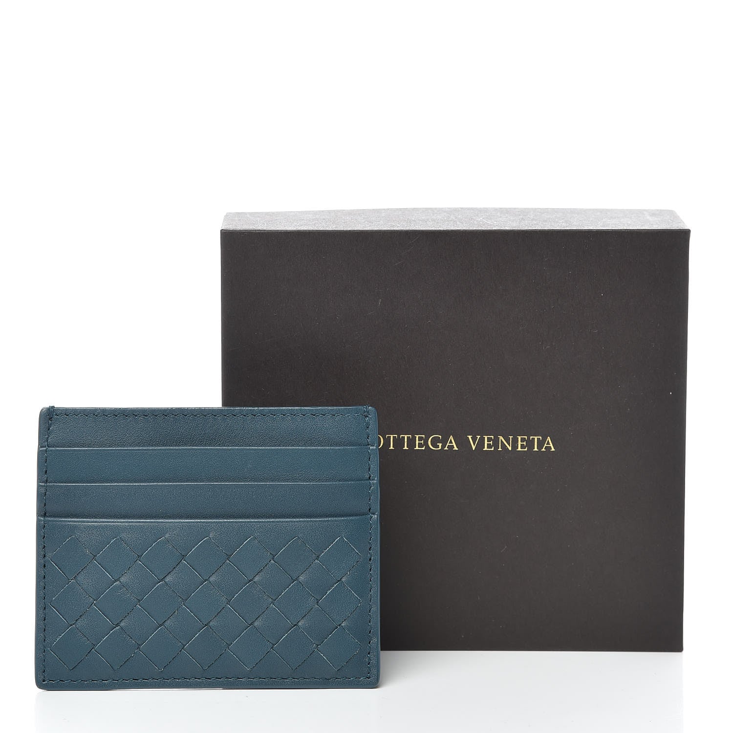 Bottega Veneta Nappa Intrecciato VN Card Case Deep Blue 9 of 9