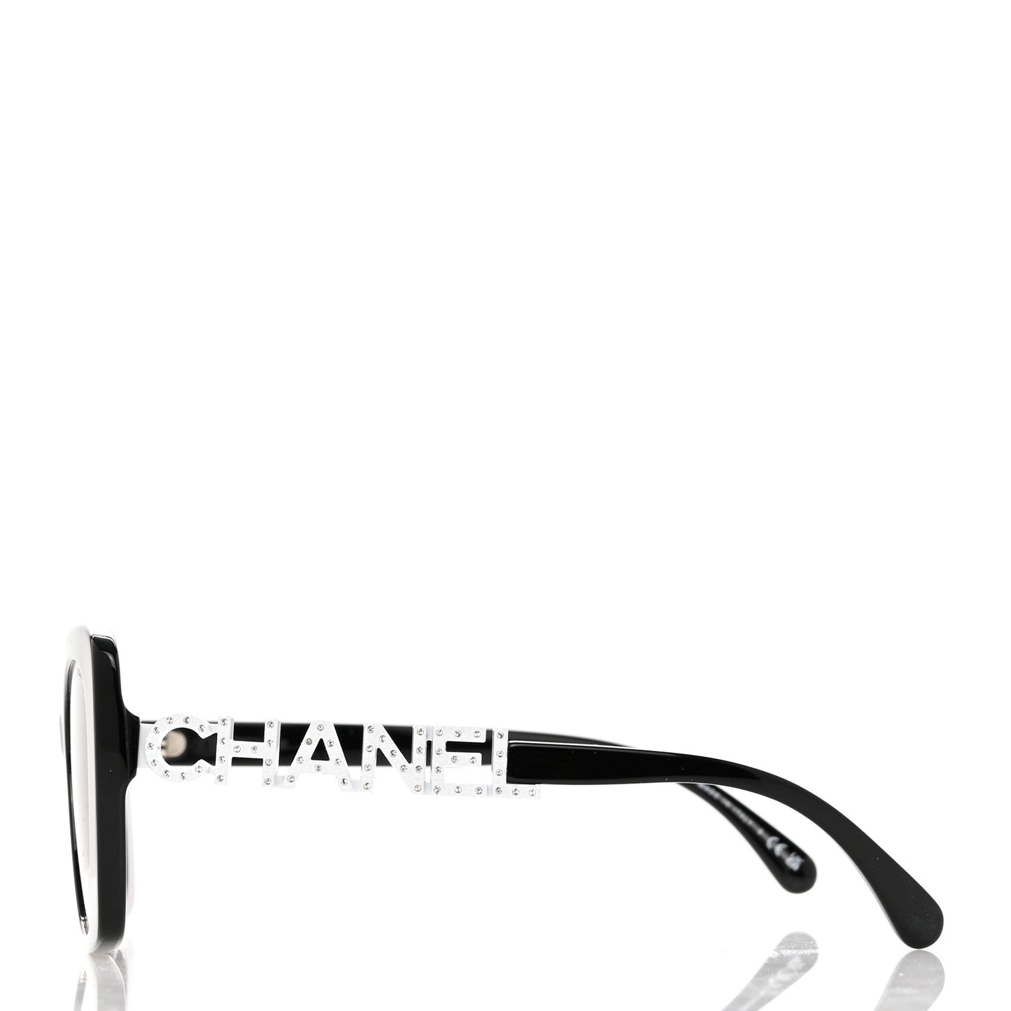 Acetate Strass Square Sunglasses 5422-B-A Black White