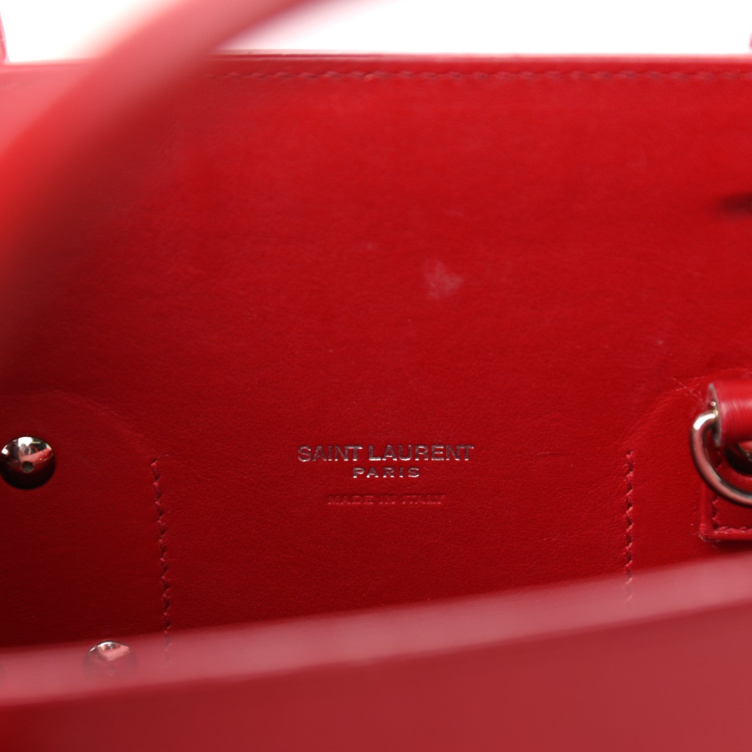 Saint Laurent Calfskin Crocodile Embossed Small Sac De Jour Eros Red 7 of 14