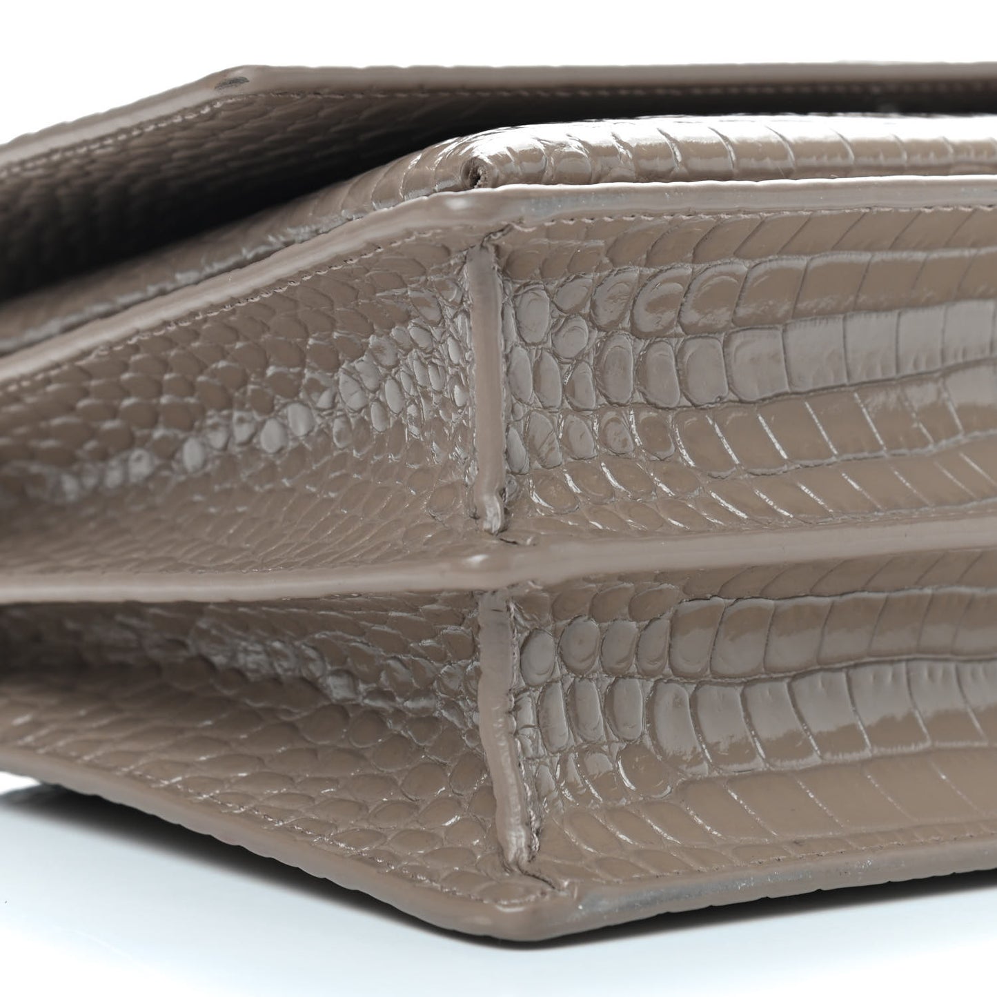 Calfskin Crocodile Embossed Medium Monogram Sunset Dark Beige