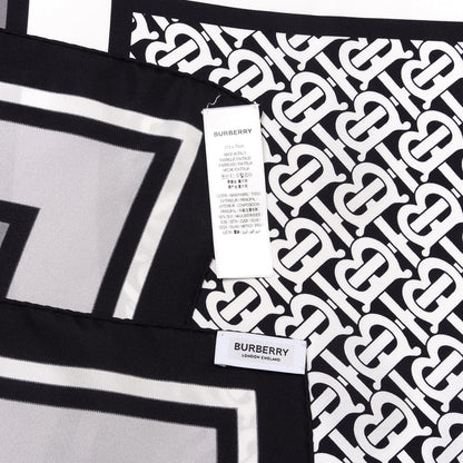 Burberry Silk Vintage Check Icon Stripe TB Monogram Print Scarf Archive Black White 6 of 8