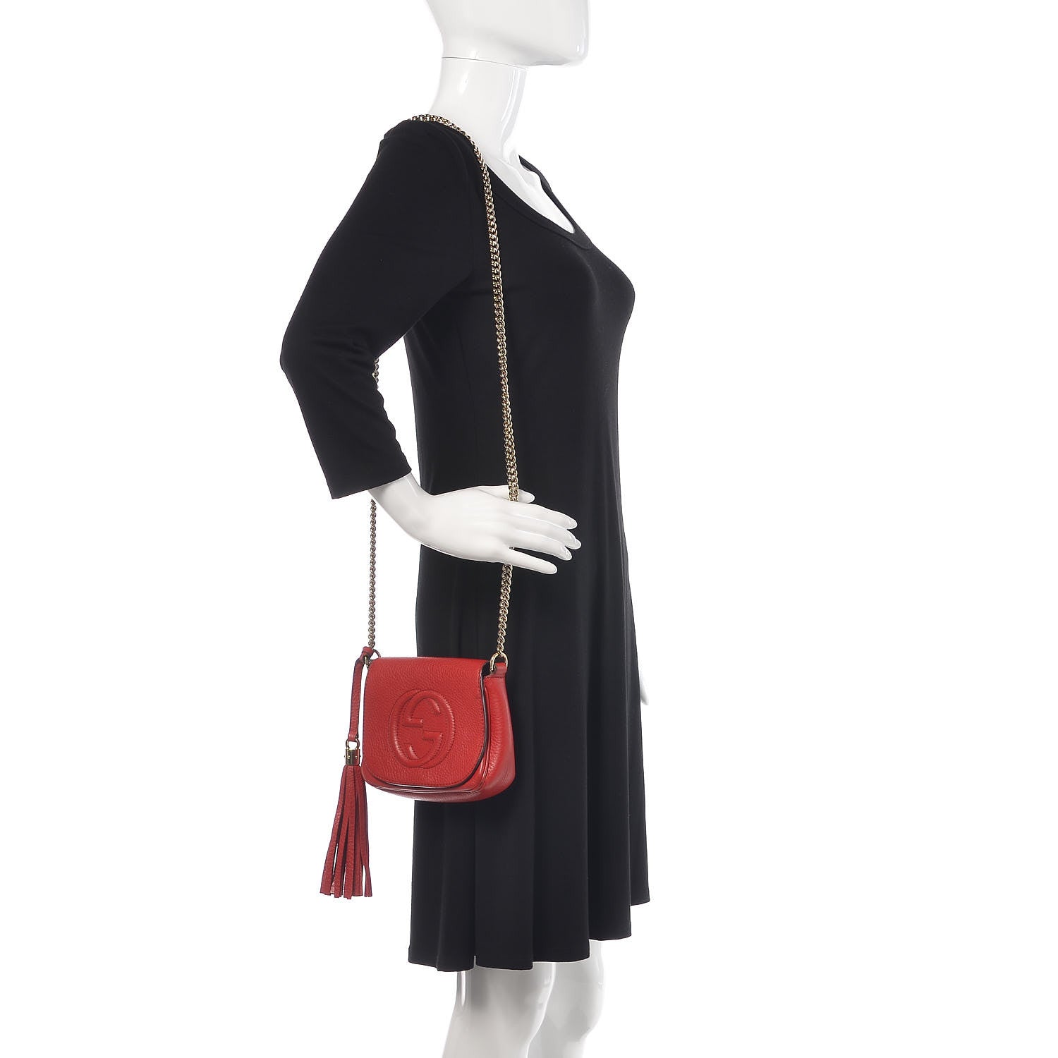 Gucci Pebbled Calfskin Small Soho Flap Crossbody Red 2 of 16