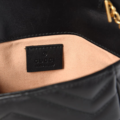 Gucci Calfskin Matelasse Super Mini GG Marmont Shoulder Bag Black 7 of 9