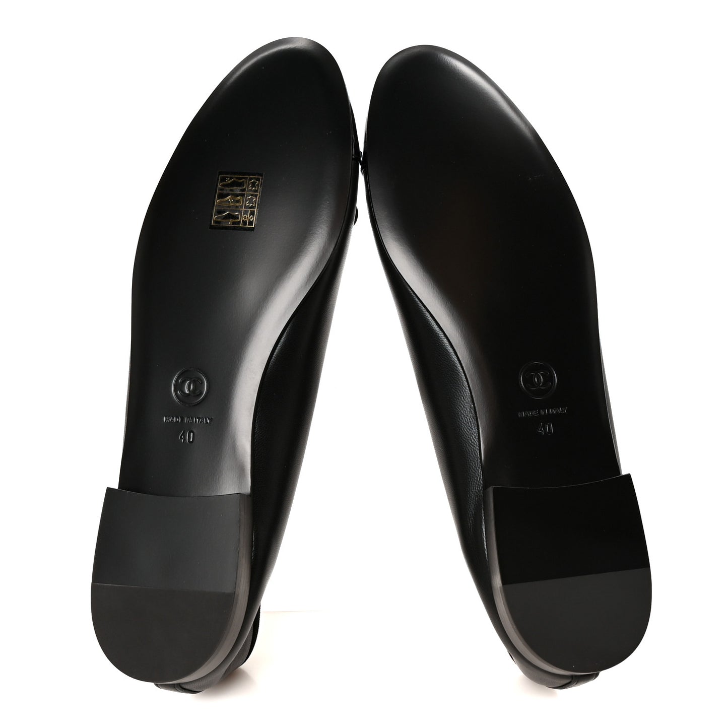 Lambskin Patent Cap Toe Ballerina Flats 40 Black