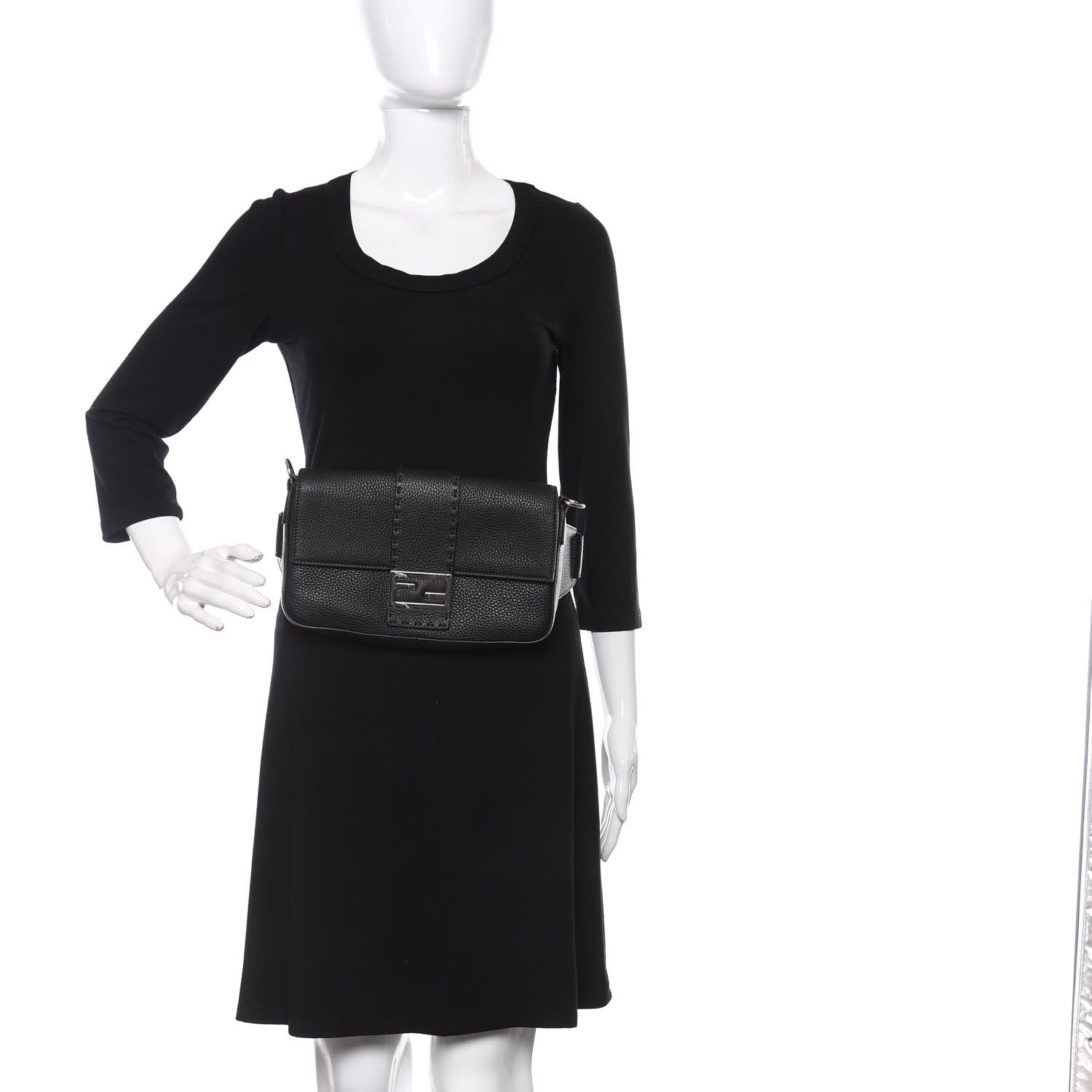 Fendi Cuoio Romano Selleria Belt Baguette Bag Black 3 of 11